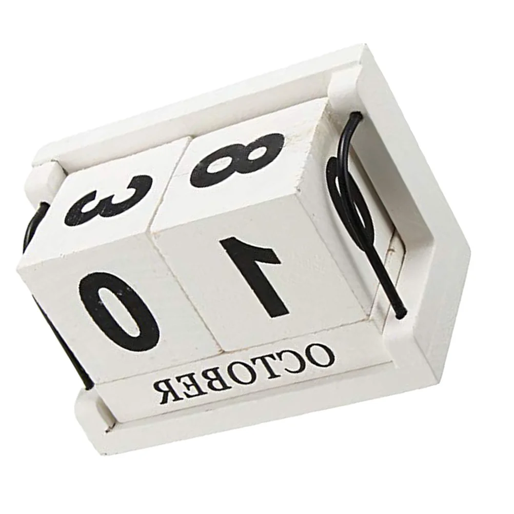 Rustic Wooden Perpetual Desk Calendar Vintage Style Desktop Block Calendar Wooden Crafts Home Office Vintage Decor Gift