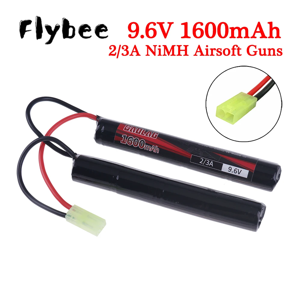 9.6V 1600mAh Butterfly 2/3A Nunchuck NIMH Battery Pack with Mini Tamiya connector For Airsoft Guns M4 G36 M110 SR25 M249 M240B