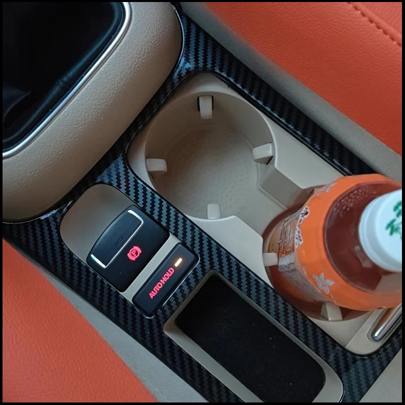 Car Styling For VW Tiguan 2010-2015 Gear Box Panel Water Cup Holder Decorative Frame Cover Trim Strips Auto Parts Accessories