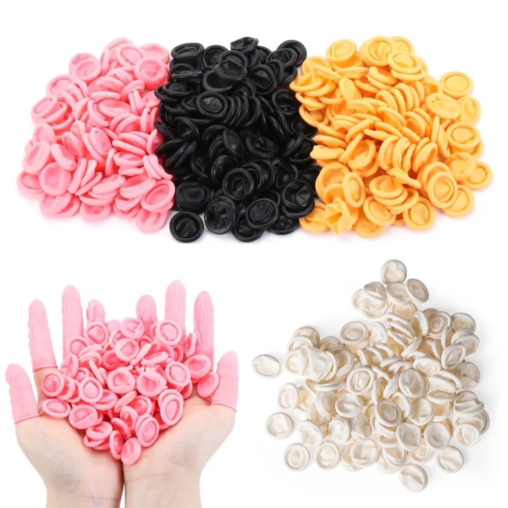 100/300PCS Non-slip Disposable Nail Art Tool Rubber Gloves Finger Cover Finger Cots Fingertips Protector Gloves