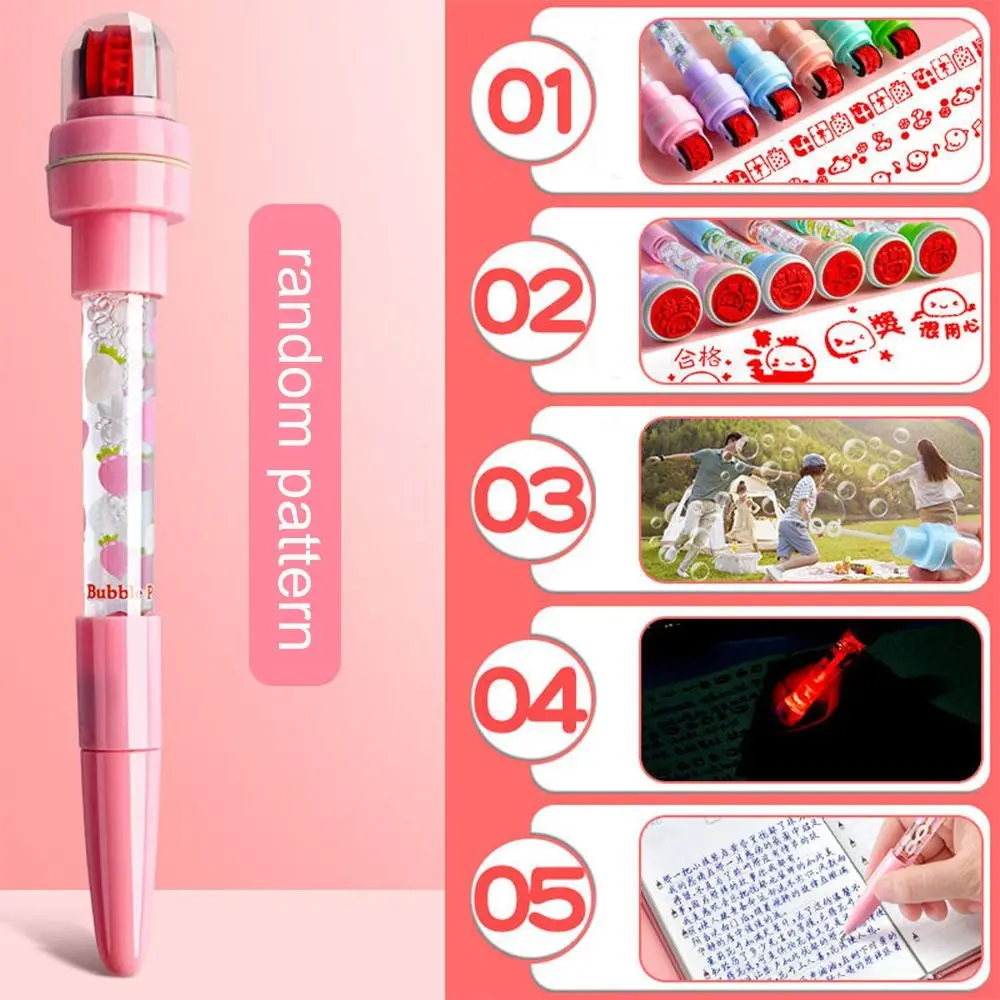 مع ضوء الفوار القلم مع ختم تململ الحسية ختم الأسطوانة ختم القلم الكتابة توقيع 5 في 1 فقاعة تهب القلم سكرابوكينغ