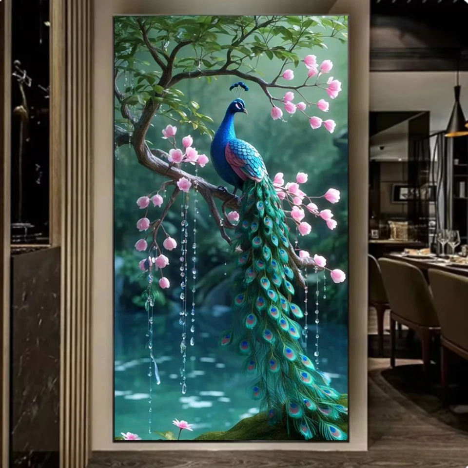 DIY Green Peacock Diamond Painting New Collection 2024 Diamond Embroidery Full Square Round Drill Cross Stitch Home Decor Arts