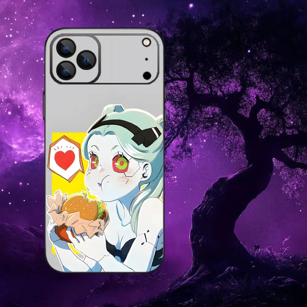 حافظة هاتف ريبيكا C-Cyberpunk E-Edgerunners لهاتف iPhone 17,16,15,14,13,12,Pro,Max,Plus,E,SE4,Air,Mini Black Soft Box