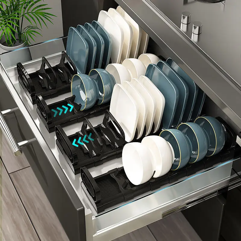 Kitchen Dish Drainer Drawer Bowl Drying Rack Organizer Cabinet Drawer Plate Holder Adjustable Dish Drying Rack over The Sink