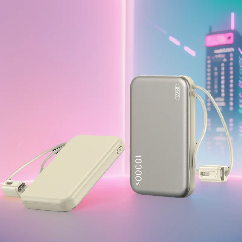 

For iPhone Samsung Fast Charging Powerbank Power Bank 10000mAh Rechargeable Batteries Built in Cables Portable Battery Charger
