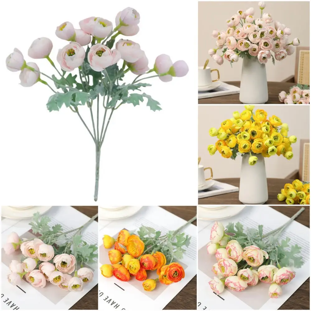 Flor Artificial de Camelia Multicolor, 15 Cabezas, Simulación de Flor de Camelia, Hojas Verdes, Accesorios para Fotografía, Flor Artificial