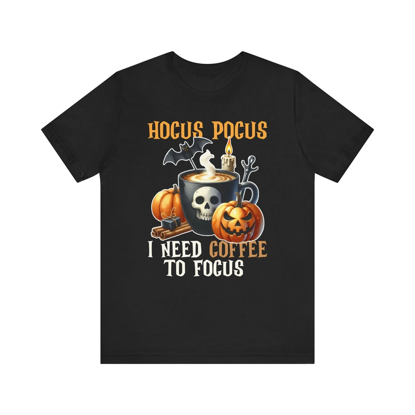 

Мужская и женская футболка для любителей кофе на Хэллоуин, футболка с фокусом-покусом, уличная одежда унисекс, свободная повседневная праздничная одежда с короткими рукавами
