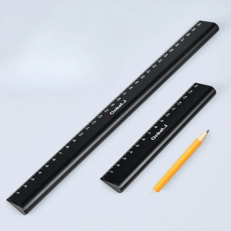 15/30CM Water Droplet Ruler Metric Inch Drawing Triangle Diagonal Ruler Aluminium Alloy Carpentry Marking Ruler Built in Pencil