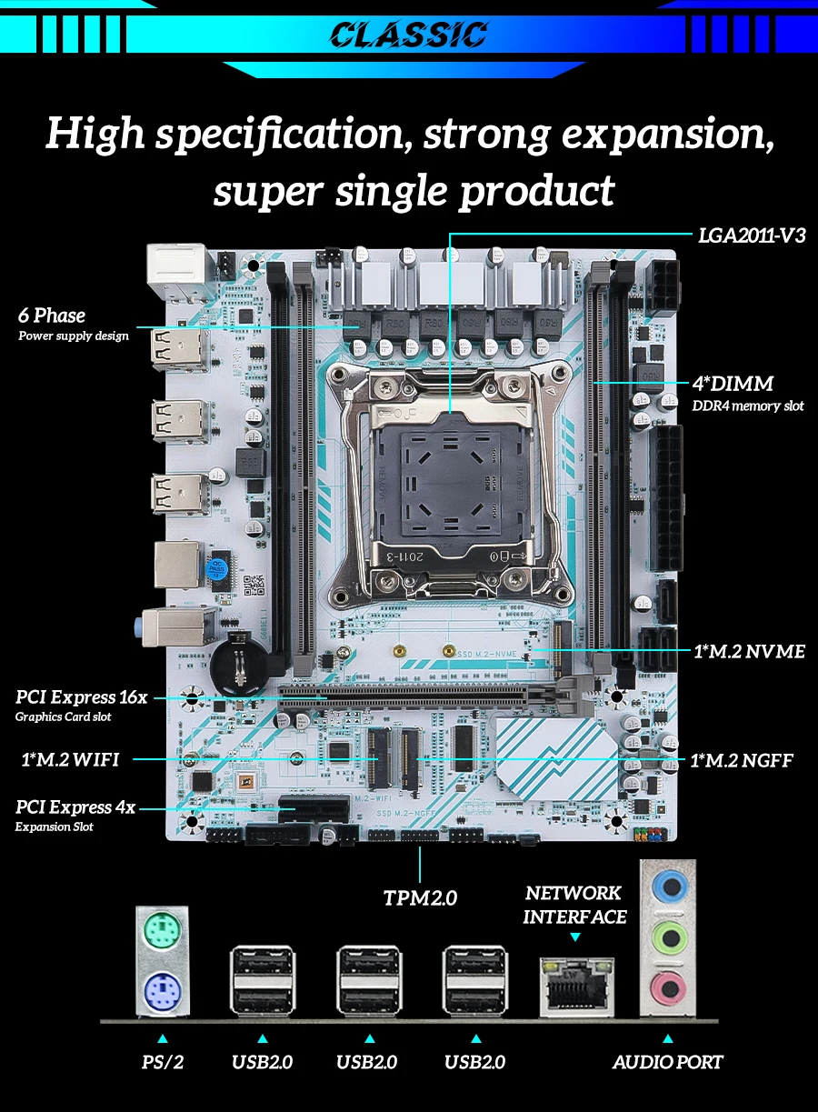 SOYO X99 Gaming Motherboard Set with Intel Xeon E5 2680 V4 CPU& DDR4 8G*1 2133MHz Dual Channel ECC RAM M.2 NVME for Desktop PC view 3