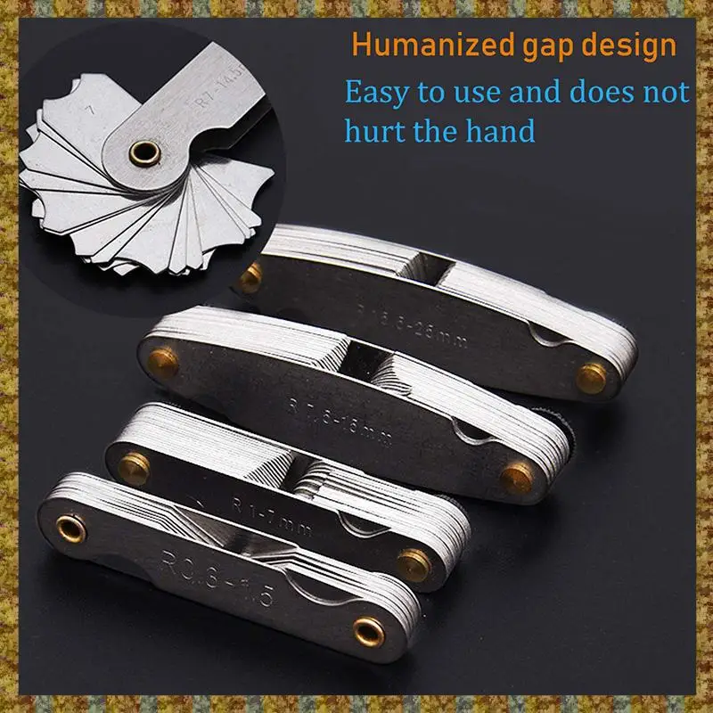 Измеритель радиуса F-F из нержавеющей стали, портативный вогнутый выпуклый инструмент для измерения внешней дуги, набор измерений радиуса (5 шт.)