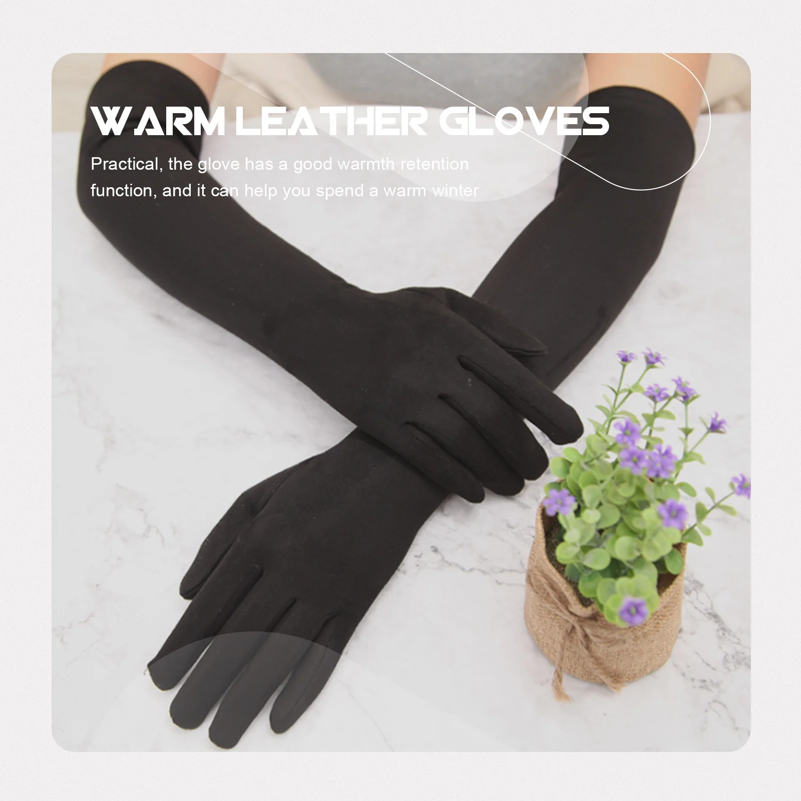 

4Pcs Warm Keeping Gloves Durable Ladies Black Full Finger Winter Outdoor Windproof Practical Driving Gloves