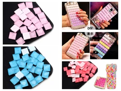 100 Jelly Color Faceted Square Flatback Glass Rhinestone Cabochon Gems 10X10mm