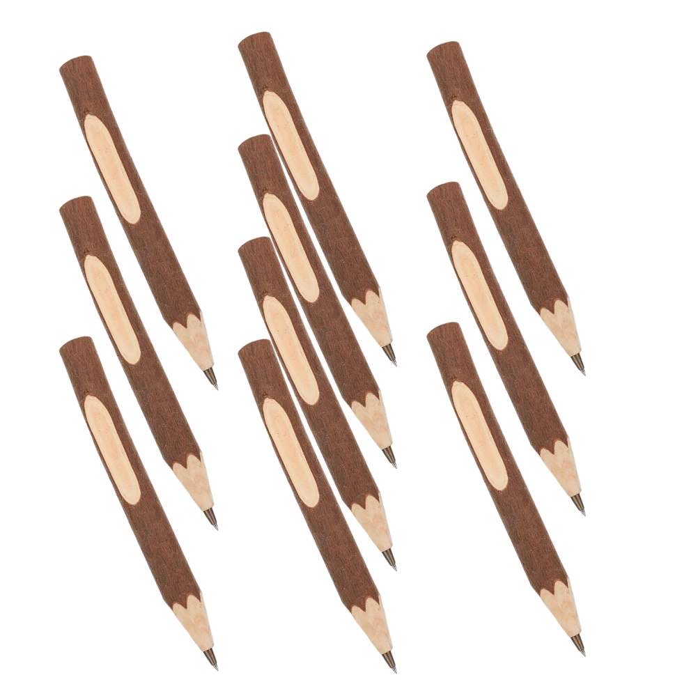 

10 Pcs Natural Branch Wood Ballpoint Pens Portable Writing 17CM Tree Bark Pen Study Stationery Comfortable Grip