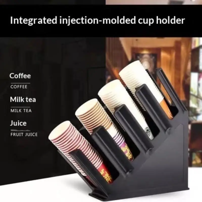 2026NEW 1Pc 4 Slots Thickened Plastic Paper Cup Storage Rack Holder for Disposable Coffee Tea Cups Shop Counter Beverage Station