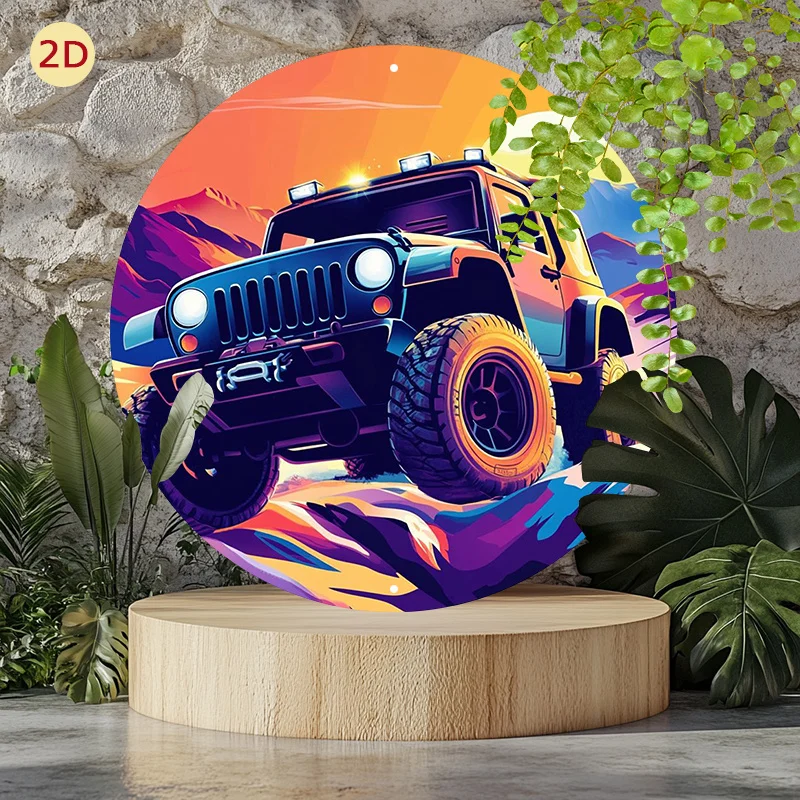 لافتة معدنية مستديرة من الألومنيوم - ديكور فني جداري مقاوم للأشعة فوق البنفسجية والخدش للغرفة، النافذة، غرفة النوم، الباب، 8 × 8 بوصة / 11.8 × 11.8 بوصة، قطعة واحدة #2