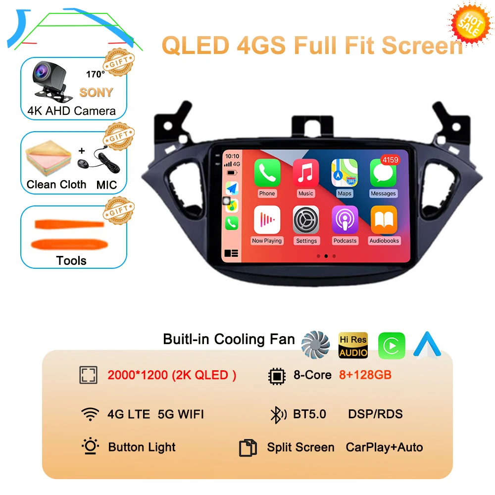 Android 16 Auto voor Opel Corsa E 2015-2019 voor Opel Adam 2013-2016 Multimedia Videospeler Radio Carplay Auto GPS WIFI+4G Stereo