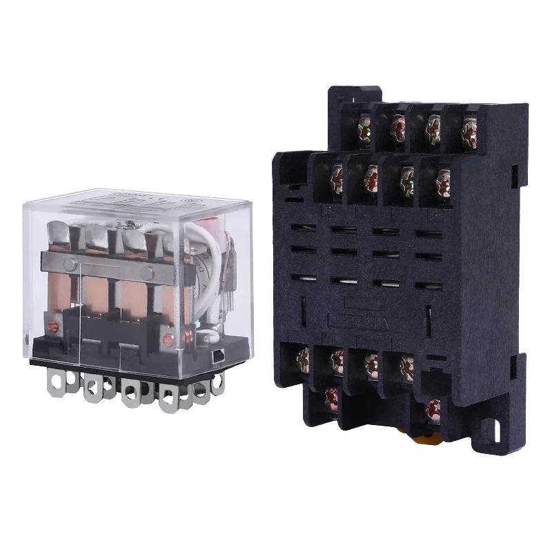 5Pcs Intermediate Relay HH64P LY4NJ 10A Small Electromagnetic Relay ACDC12V24V AC110V 220V 380V With 14 pins Socket base PTF14A