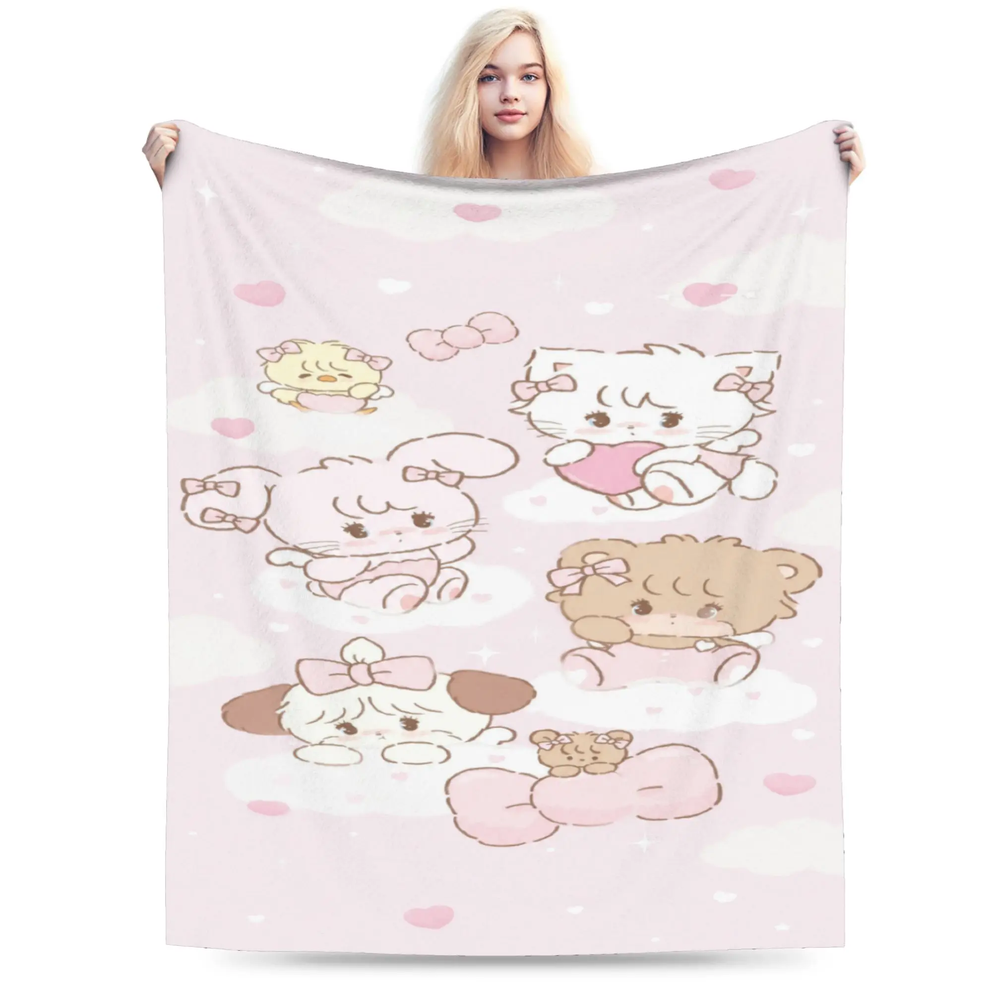 pink cartoon Mikko Mousse  Blanket Cozy Soft  Throw Blankets for Sofa 50x60 Inch Multi-size Plush Thin Quilt