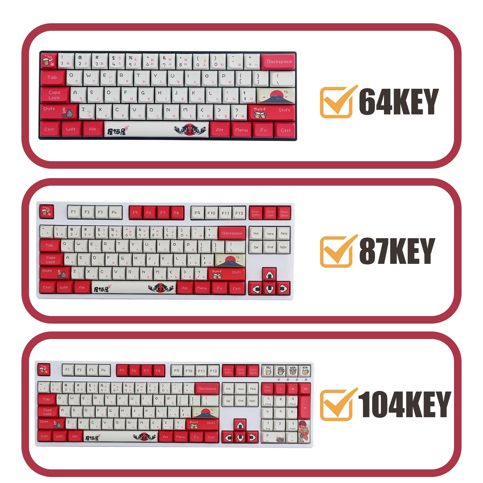 Japanese Izakaya Keycaps XDA/OEM Profile PBT Keycaps Sublimation Customized  Keycaps Suitable for Cherry MX Mechanical Keyboard