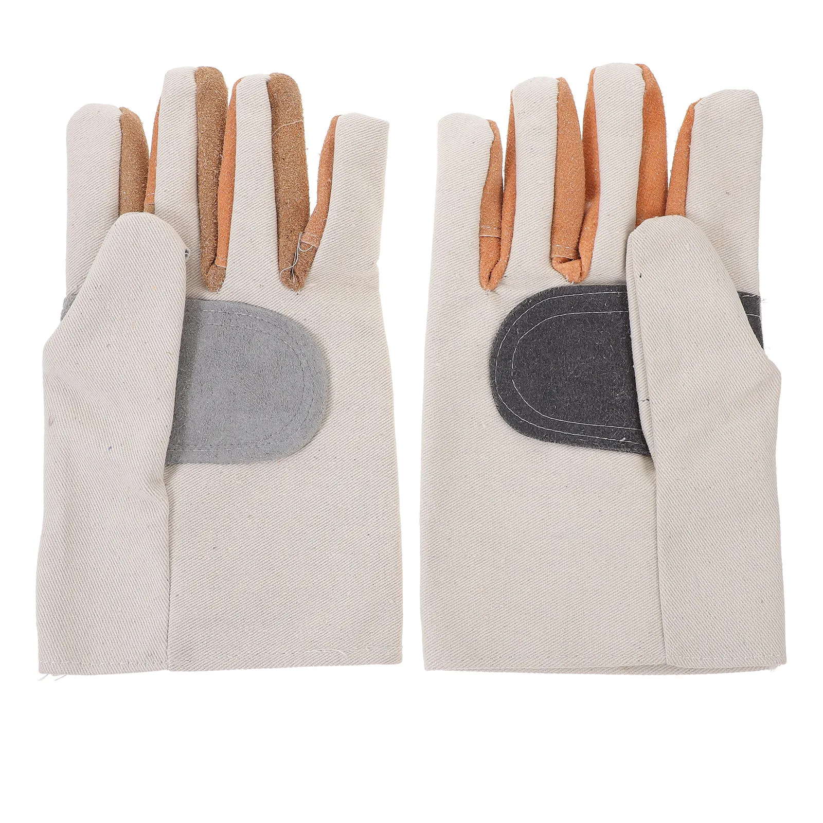 

1Pair Oil Resistant Abrasion Proof Welding Gloves Canvas Cowhide Heavy Duty Heat Resistant Safety Gloves for Industrial