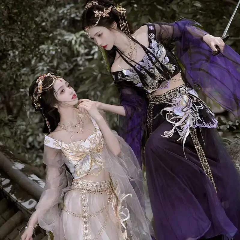 Ancient Costume Hanfu The Western Young Girl Summer Style Cos Cosplay Women Fiesta Embroidery Dunhuang Dance Carnival Costume