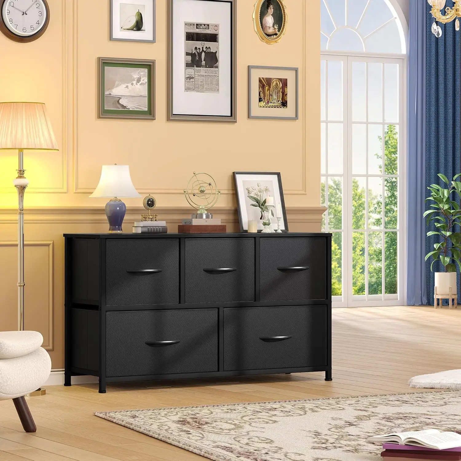 5-Drawer Fabric Dresser for Bedroom Dorm, Storage Organizer for Twin XL Mattress Topper