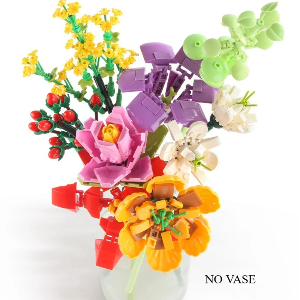 

MOC New Jasmine Kapok Flower Magnolia Flower Bouquet Building Blocks Set Wedding Eternal Floral Decor Idea Toys Birthday Gifts