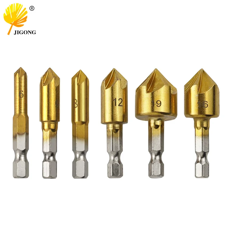 3pcs 6pcs HSS Chamfer End Mill Chamfer Drill Bit 1/4 