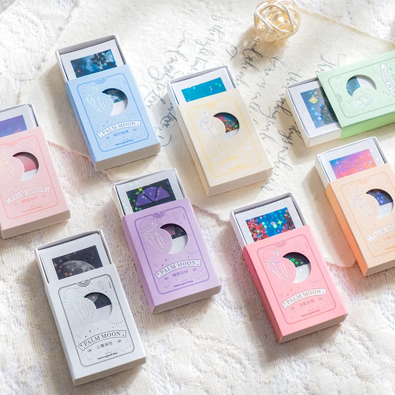 50Sheets Box-packed Sticker Bag The Moon In The Palm Of One's Hand Series Scenery Hand Account Decoration Stationery Material