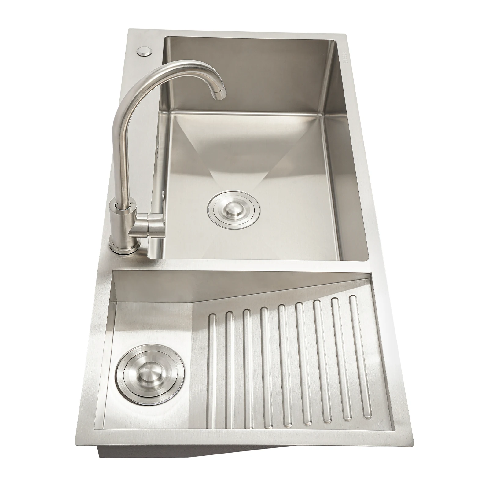 حوض غسيل مع حوض مطبخ من الفولاذ المقاوم للصدأ مع صنبور