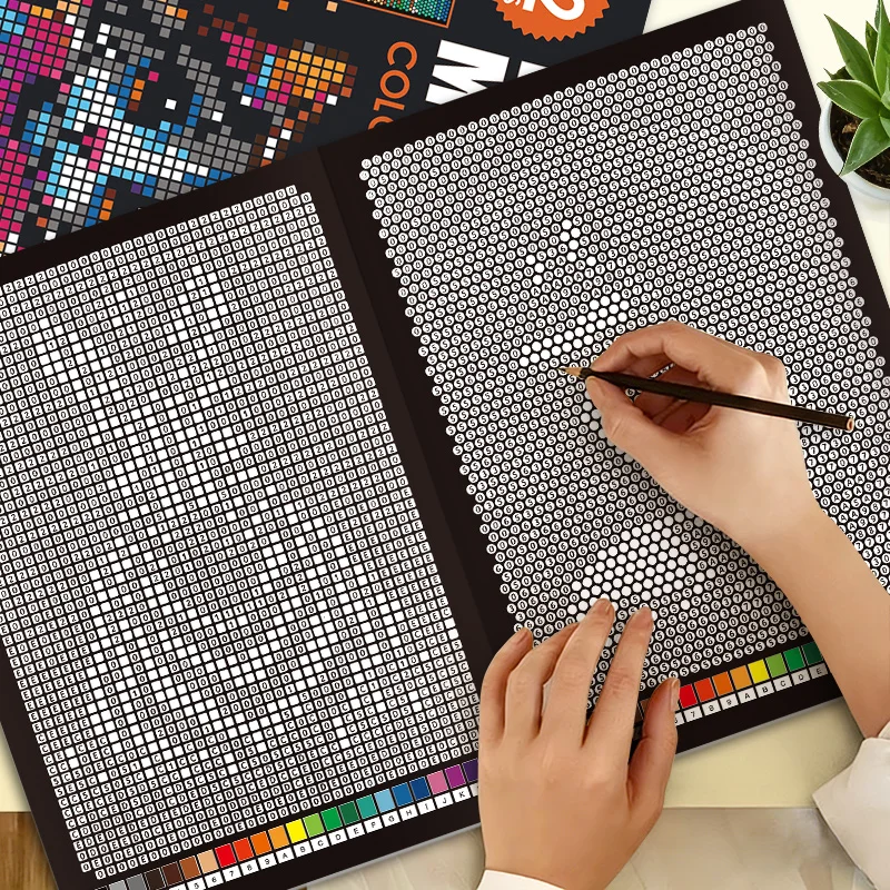 Adults Kids Mystery Mosaic Pixel Coloring Book, Fun Brain Training Book To Enhance Observation and Focus Ability,perfect Gift view 5
