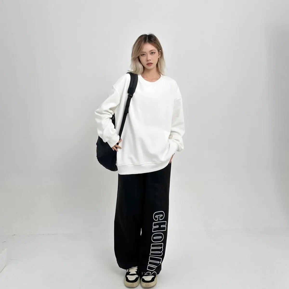 Moletom esportivo mulher punhos sherpa letras abstratas juventude bainha com nervuras outono reduzindo a idade lavável vestuário rockabilly