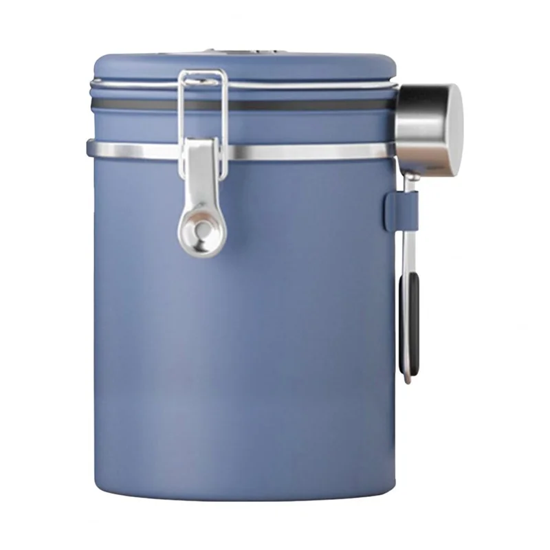 

Надежная канистра для кофе из нержавеющей стали 1800 мл, герметичный контейнер с трекером даты, мерная ложка, замок свежести, кухня