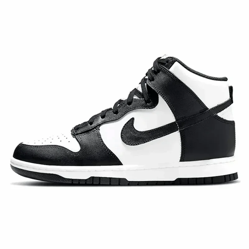 Nike Dunk Men's and Women's Skateboarding Shoes Cowhide Wrapped Anti-slip Wear Lightweight High-top Black and White Panda