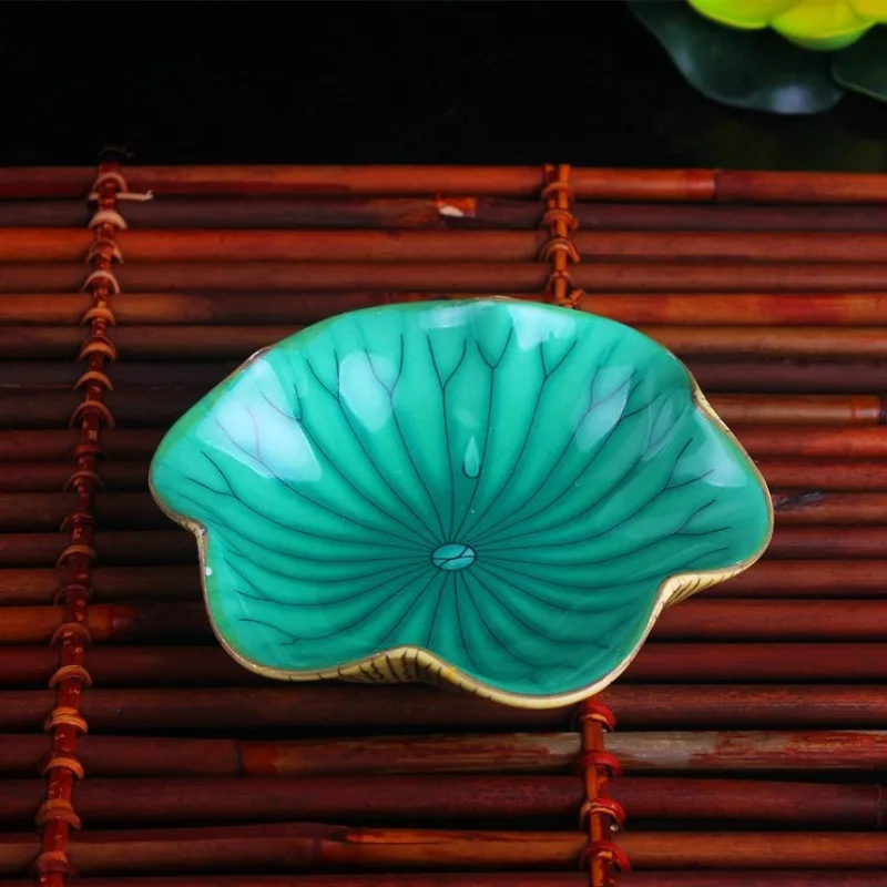 

5pcs/lot Lotus Leaf Dish Ceramic Incense Holder Multi Purpose Offering Plate for Fruits Incense and Worship