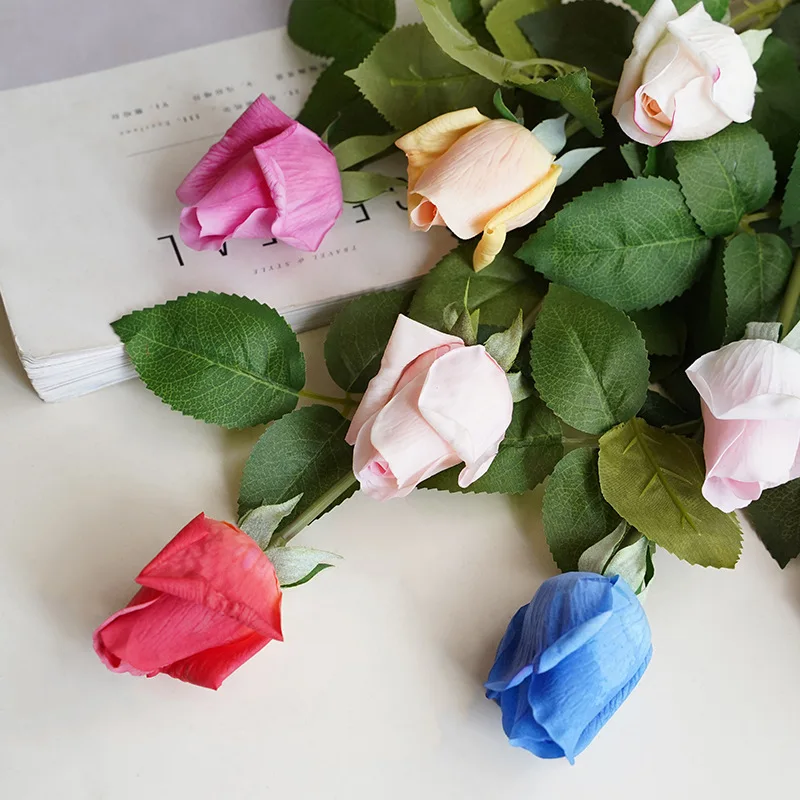 

5pcs Lifelike Faux Rose Single Stem - Soft Touch Artificial Flower Rose Bud for Valentine's Day Home Decoration Wedding Gift