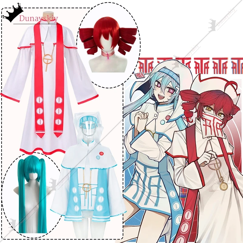 

Аниме Kasane Teto Mesmerizer Mikuuu Pink White Косплей Костюм Nun Priest Костюмы Полный комплект для взрослых Хэллоуин Женские костюмы Маскировка