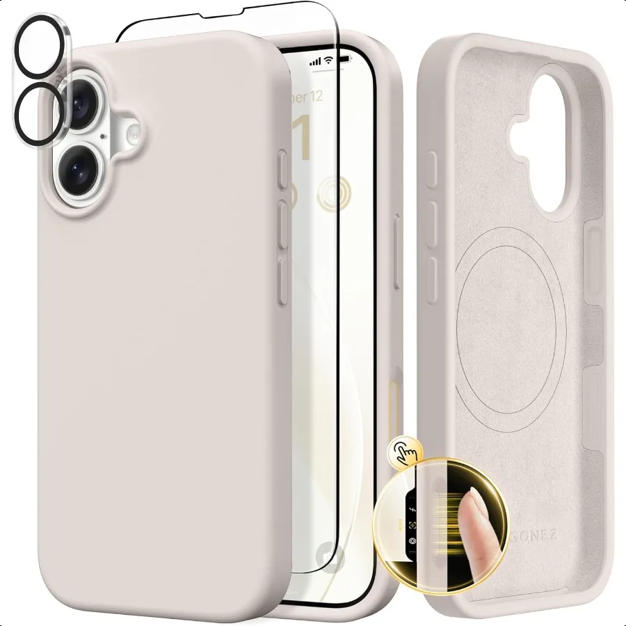 

Магнитный чехол GONEZ для iPhone 17, совместимый с MagSafe [Защитная пленка для экрана + Защитная пленка для объектива камеры] Жидкий силиконовый чехол против царапин