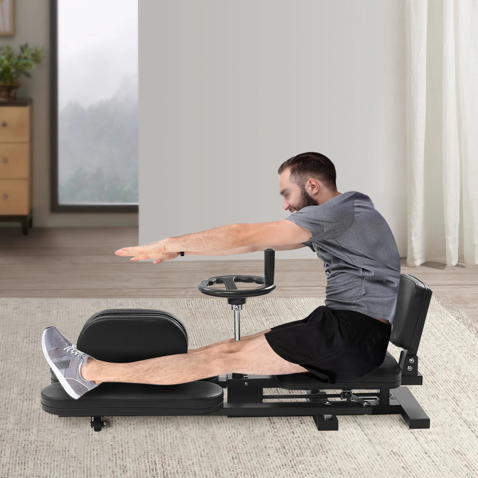 180° Leg Stretcher Machine 220LBS Capacity with Handwheel for Home Gym Flexibility Training