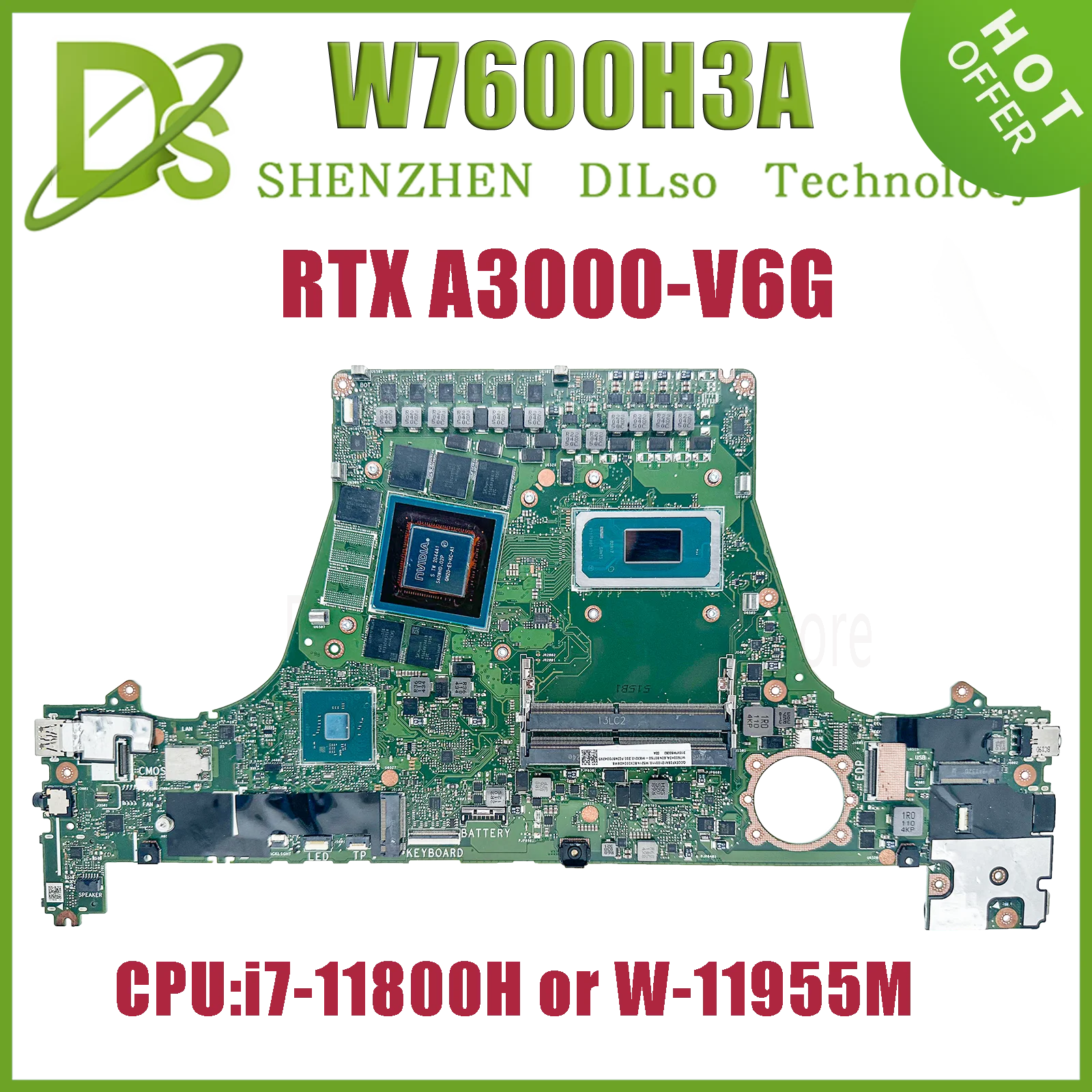 KEFU W7600H3A Mainboard For ASUS ProArt Studiobook Pro 16 W7600 W7600H3 J7600H3A Laptop Motherboard i7-11800H W-11955M 100%