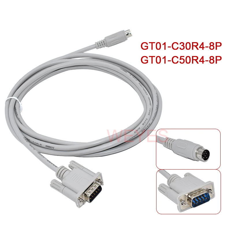 GT01 GT01-C30R4-8P GT01-C50R4-8P Program Cable PLC for  GT11 GT15 GS2110 HMI To FX Series FX1S FX1n FX2n PLC C50R4 C100R4