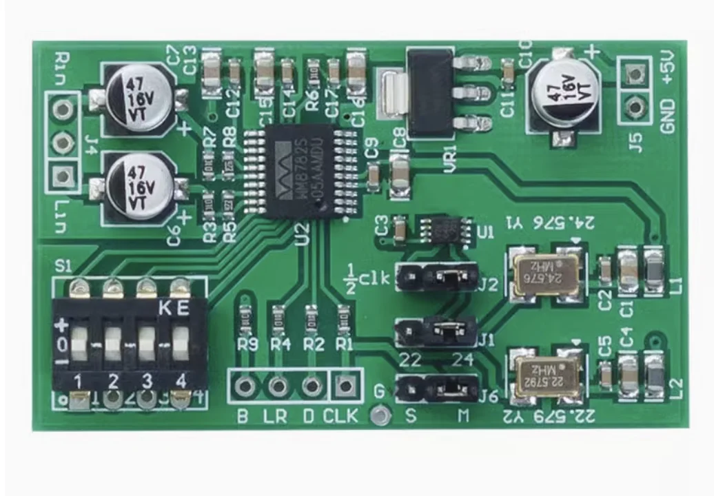 Dual-channel 24-bit ADC data acquisition card AUX analog audio to I2S left and right aligned digital output module