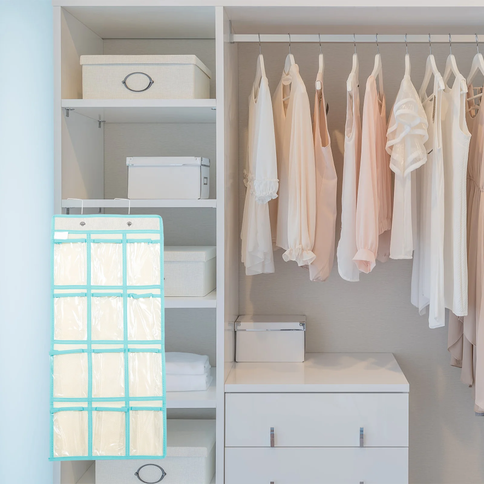 

Home Storage Organizer Bag Clear Pockets For Underwear Socks Jewelry Cell Phones Over The Door Closet Hanging Wall Mounted Pouch