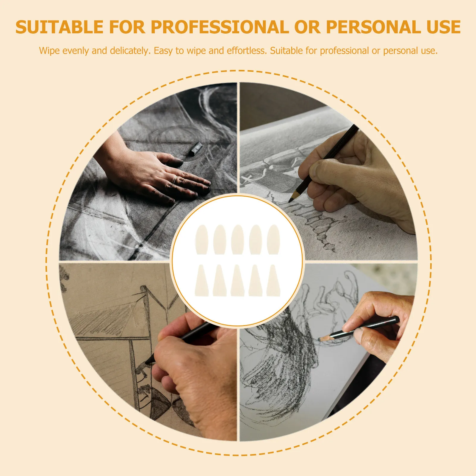 40Pcs Sketch Wipe Replace Heads Premium Sponge Material Easy Install Remove Wiper for Professional Personal Use Drawing Skill