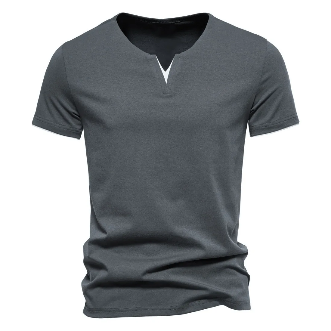 Mens T Shirt Pure Color V Collar Short Sleeved Tops Tees Men T-Shirt Black Tights Man T-Shirts Fitness For Male Clothes