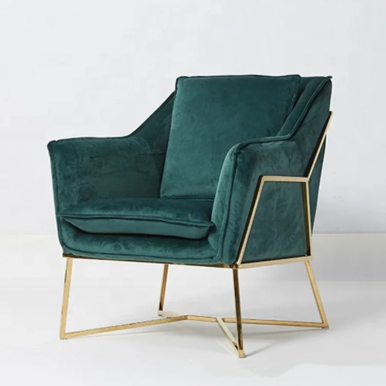 

For Hot Selling Living Room Sofa Chair Stainless Steel Velvet Cafe Restaurant Chair Accent Leisure Chair for Home Cafe Furniture