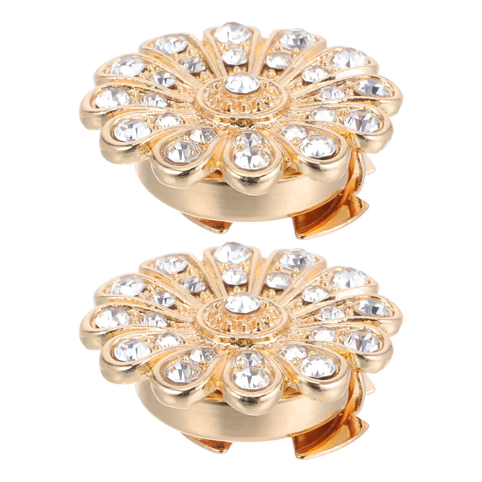 

2Pcs Rhinestone Shirt Button Covers Sparkling Flower Design Elegant Decorative Button Covers for Dress Shirts Decorative Buttons