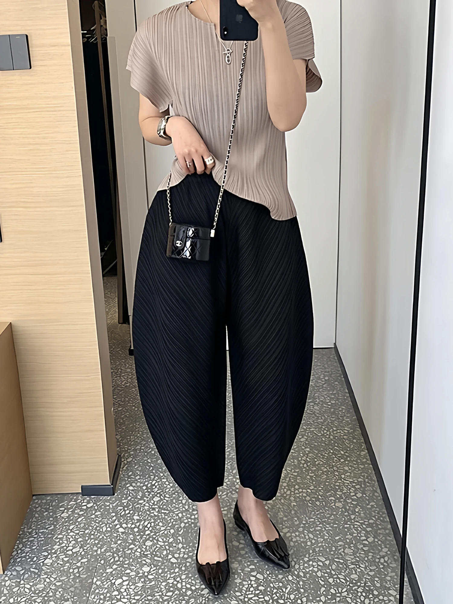 

Женские повседневные брюки с высокой талией, свободного кроя, укороченные, в стиле Харлан, больших размеров, с удобной эластичной талией, из полиэфирного волокна