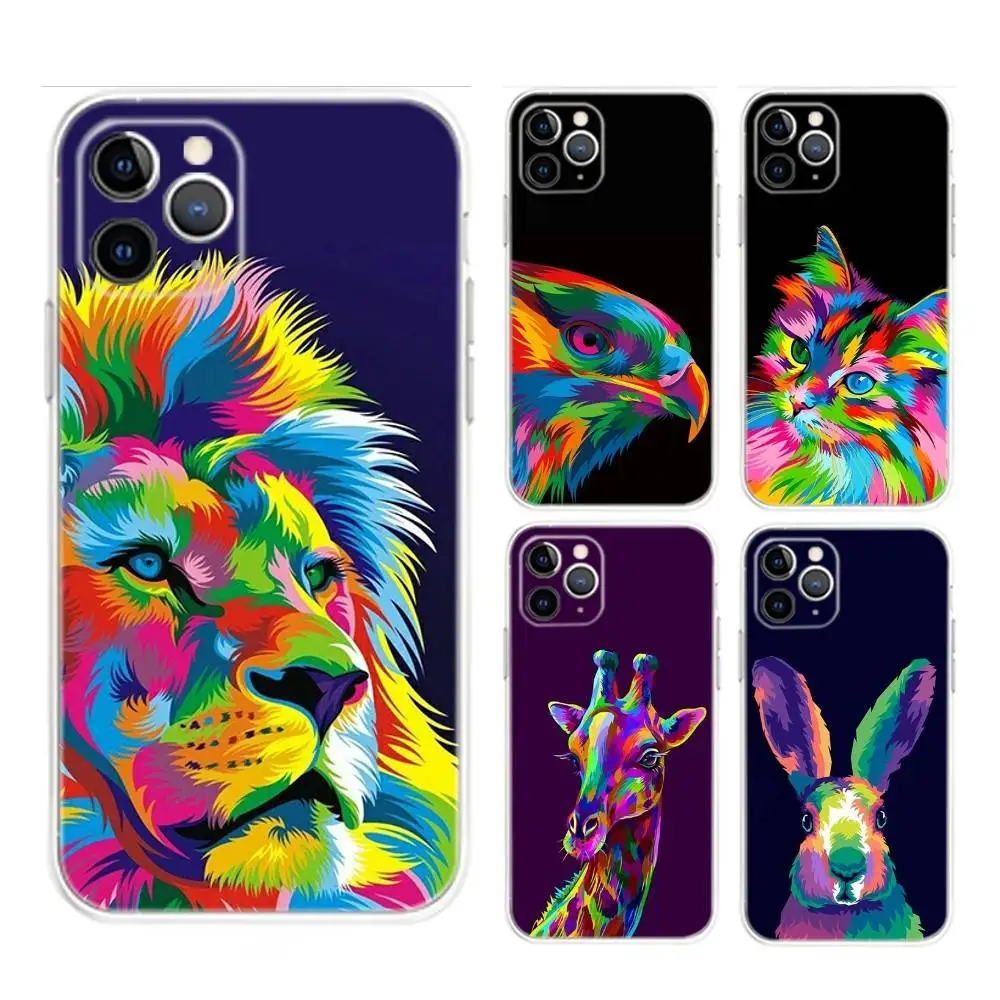 

Colorful Animals Wildlife Phone Case For iPhone 17,16,15,14,13,12,Mini,11,Pro,Max,Plus,Air,X,XR,XS,8,SE,2020, Transparent Cover