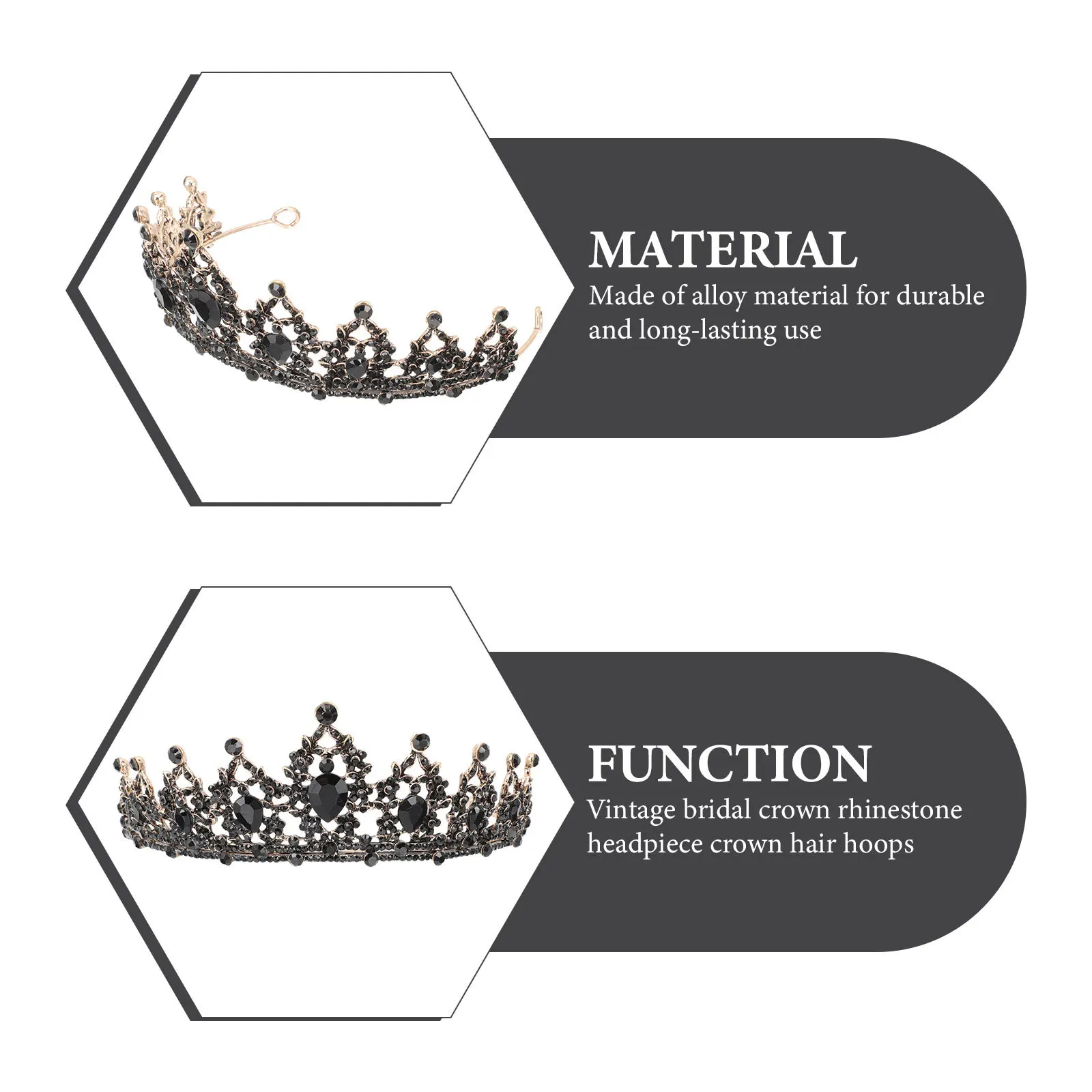 

Vintage Bridal Hairband Decorative Rhinestone Crown Elegant Bride Wedding Headpiece Anti-Allergic Shiny Crystal Crown